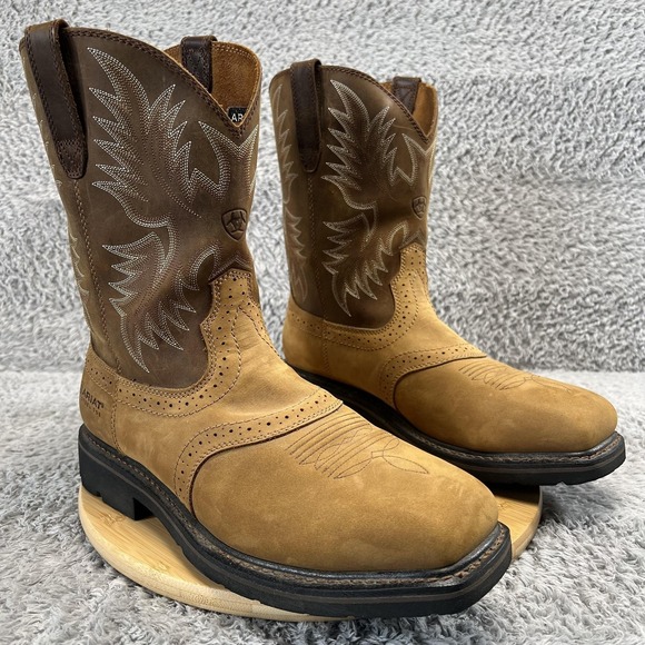Ariat Work Steel Toe Boots Mens Size 11 EE Brown Leather Western Workwear Safety - Picture 3 of 9